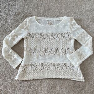 Anthropologie Meadow Rue Ivory Textured Knit Top
